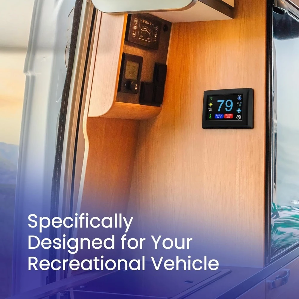 Termostato digital preto WiFi ou Bluetooth, termostato RV programável e confiável compatível com GE para calor doméstico e AC - Popular