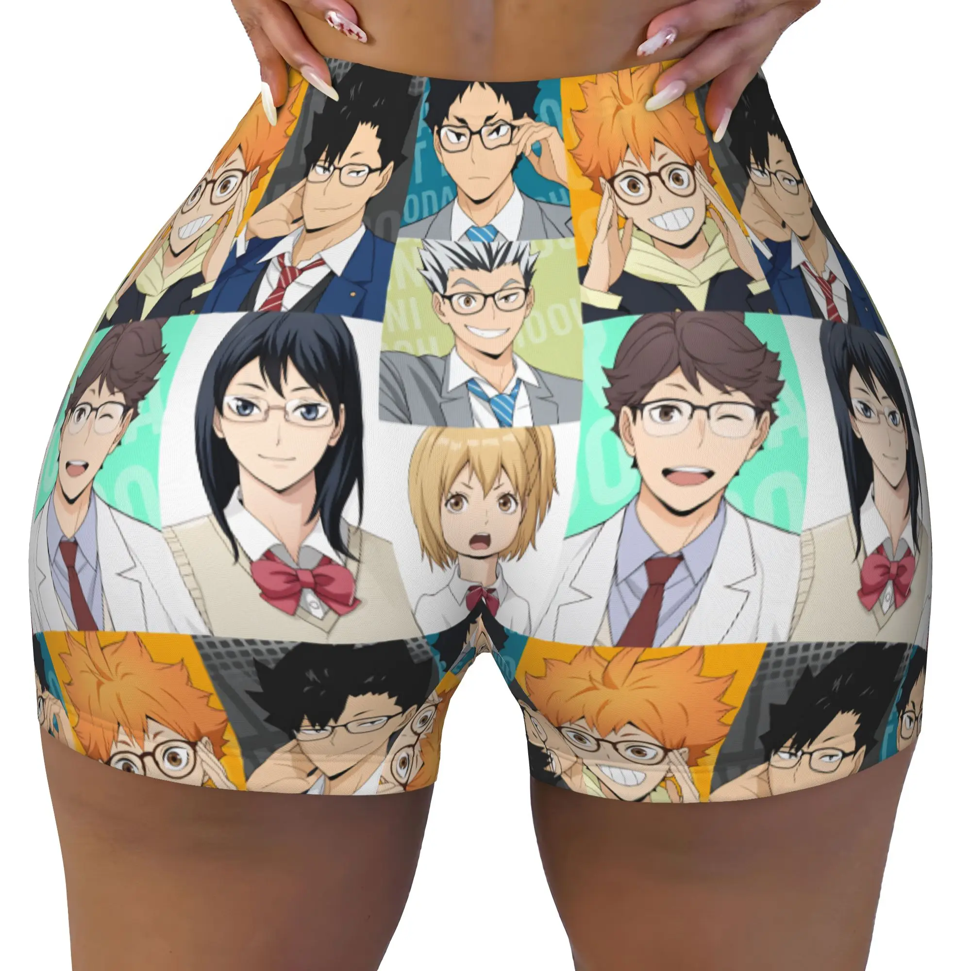 Women's Haikyuu Kuroo Kiyoko  Workout Yoga Shorts Akaashi Bokuto Yachi  Athletic Gym Biker Running Shorts