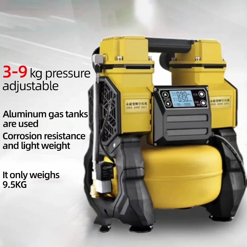 Compressor de ar de Freqüência Variável sem Escova Tanque de Alumínio Aquecimento Radiante de Alta Pressão Carpintaria Pulverizando a Bomba de ar 220v