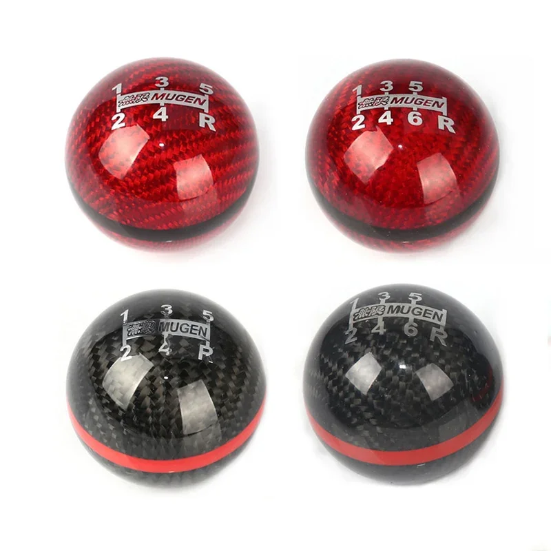 Black/Red 5/6-speed M12X1.5/M10X1.5/M10X1.25 Mugen Carbon Fiber Shift Knob for Honda Acura/Toyota/Nissan