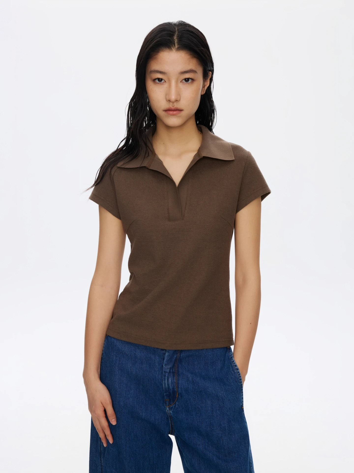 

Oneup American Style Short Sleeve Shirt Women's Slim Fit Outdoor Sports Casual Top Breathable Cotton Polyester Blend