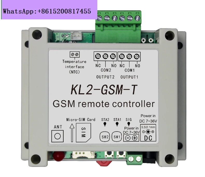 

KL2-GSM two-way mobile phone remote control switch
