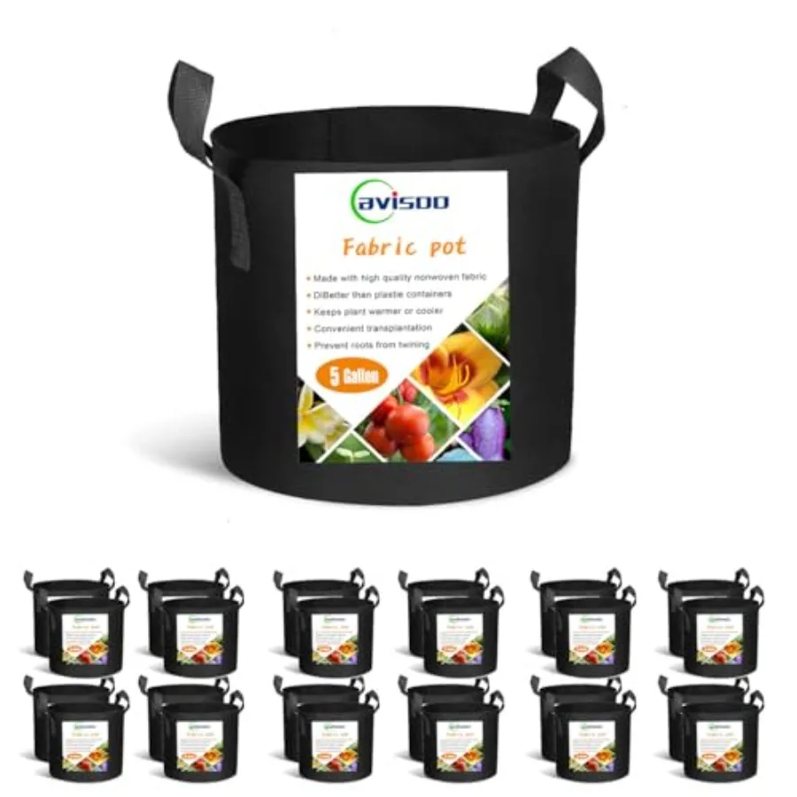 

24-Pack Grow Bags, Heavy Duty Thickened Non-Woven Plant Fabric Pots with Reinforced Handles
