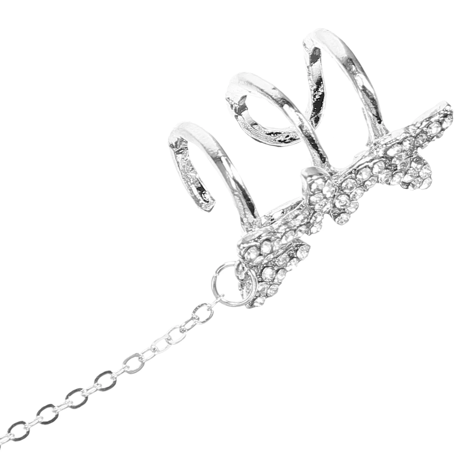 

1 Pair Butterfly Tassel Earrings Ear Cuffs For Women Lightweight Sparkling Dangling Korean Style Earrings Wedding Festival Party