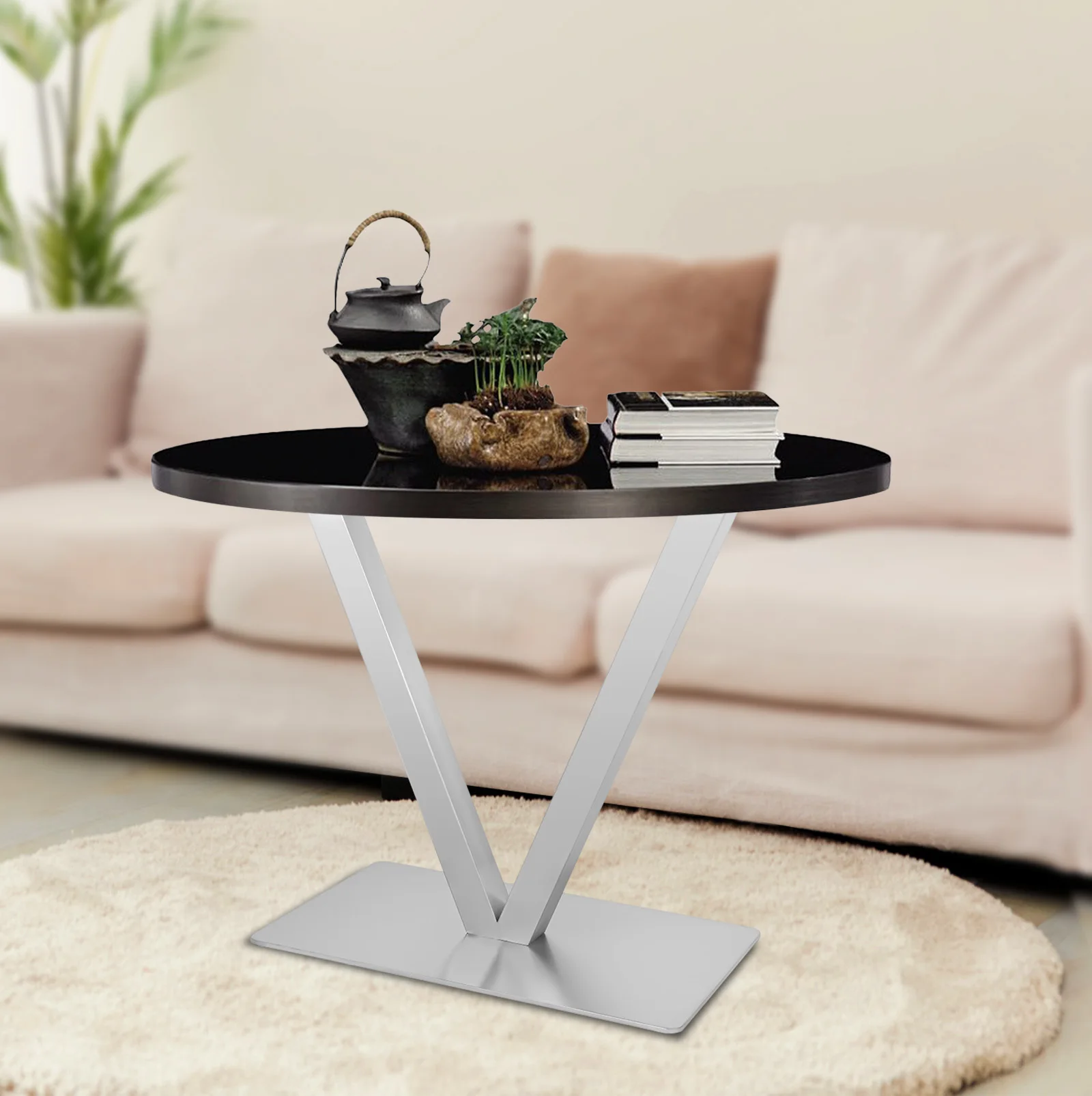 Round Table Base Easy to Install V-Shaped Stainless Steel Table Leg Solid Frame