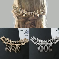 Bridal Wedding Hair Accessories Gold Color Leaf Hair Pins Clips for Women Hair Comb Jewelry Bride Headpiece Headdress Gifts