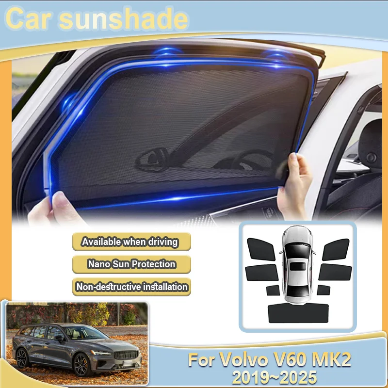 

Для Volvo V60 MK2 2019-2025: Сетчатые шторки на окна, защита от солнца и УФ-лучей, аксессуары для автомобиля