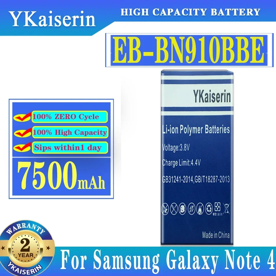 

Аккумуляторная батарея ykaisin для Samsung Galaxy NOTE 4 N910A N910U N910F N910H N910V N910C, 7500 мАч