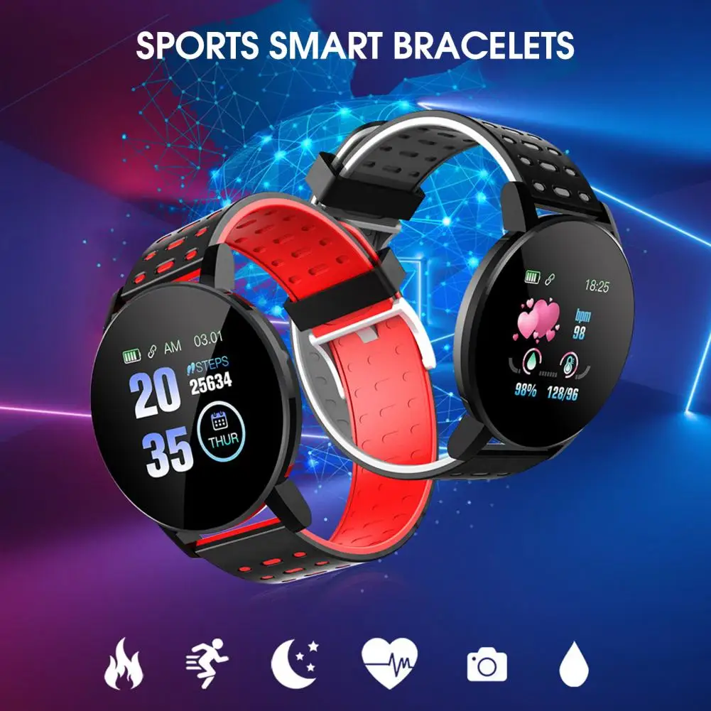 119 Plus Digital Wristwatch Fashionable Touch Sensor Smart Watch Women Men Round Smart Wristwatch for Jogging