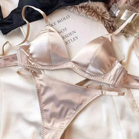 French Triangle Cup Bra Comfortable Underwired Small Chest Sexy Top Support Anti-Sag Comfortable Fabric Thin Glossy Bra
