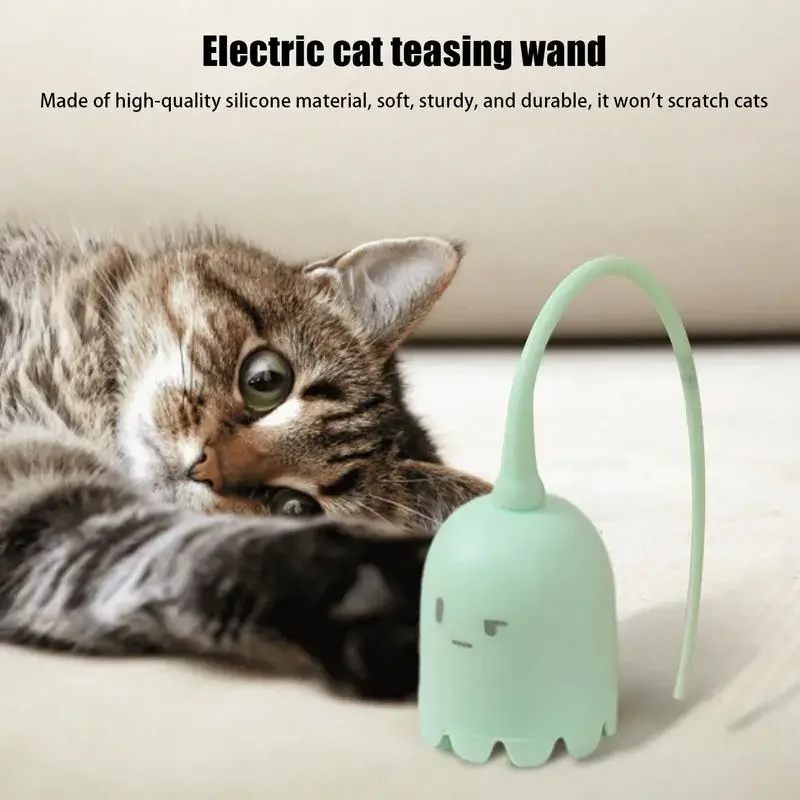 Cat Wand Toy Automatic Silicone Tail Teaser Toy Mimicking Animals Swing Tail Interactive For Bored Indoor Cats And Kittens Mouse