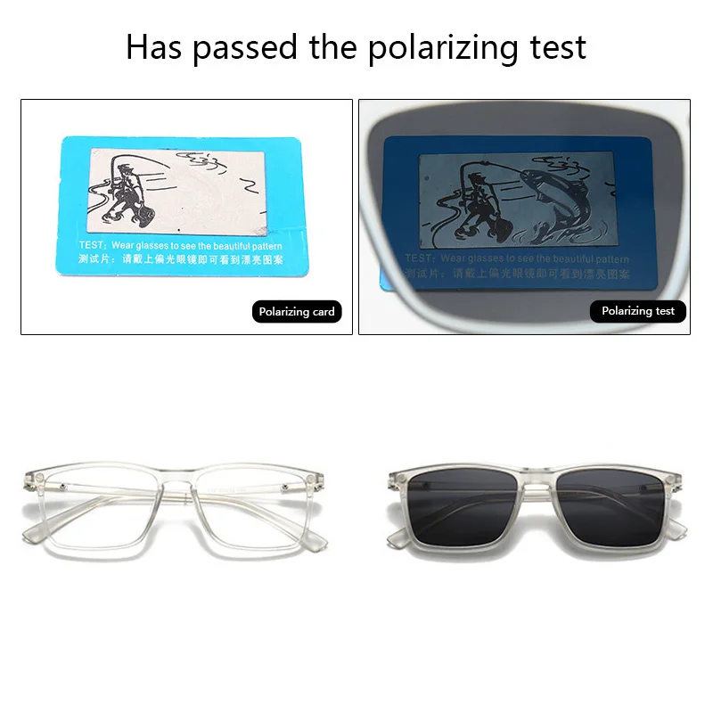 Transparent Square Frame Women Sunglasses 6 In 1 Magnetic Clip Glasses Men Polarized Night Vision Eyeglass