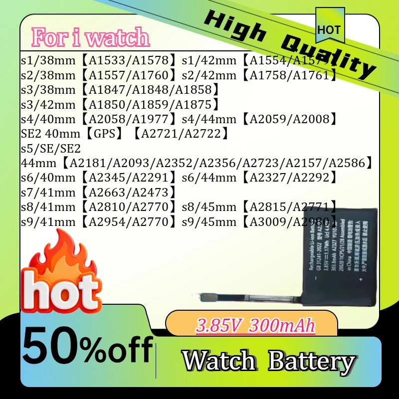 High Capacity  New Watch Battery Compatible With i Watch SE S9 S8 S7 S6 S5 S4 S3 S2 S1 Replacement Internal Power Pack