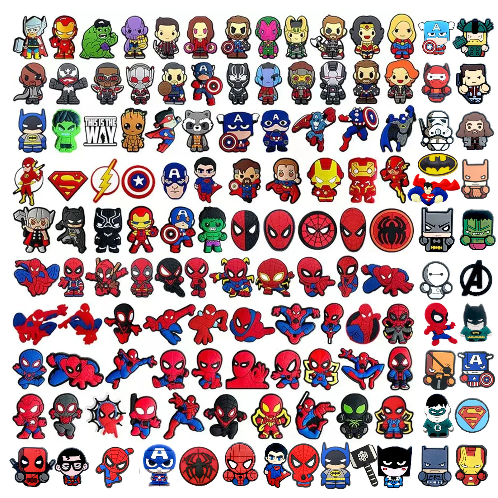 Random 10-50Pcs Marvel Series Shoe Charms For Key Chain Sandals Beach Bags, DIY Shoe Decorations Accessories Shoes Pins