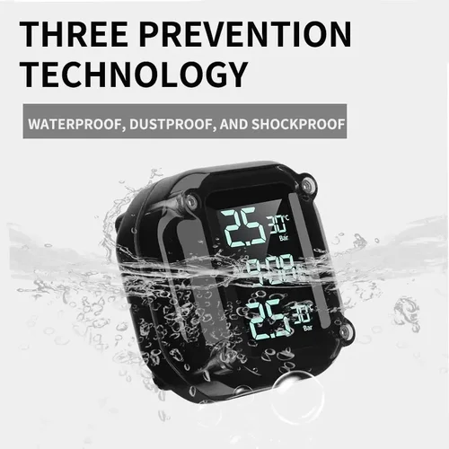 Imagen 2 del producto TPMS inalámbrico para motocicleta, alertas en tiempo Real, pantalla LCD resistente al agua, sensores externos, sistema de monitoreo de temperatura y presión de neumáticos