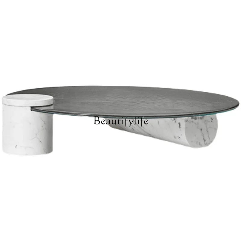

54Italian minimalist marble round coffee table living room light luxury round table