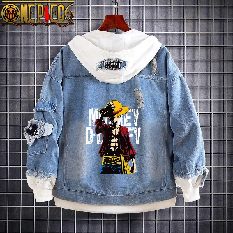 One piece cosplay hoodie anime Monkey D. Luffy Usopp sogeking role print couples cowboy coat Jean couple jacket casual coats