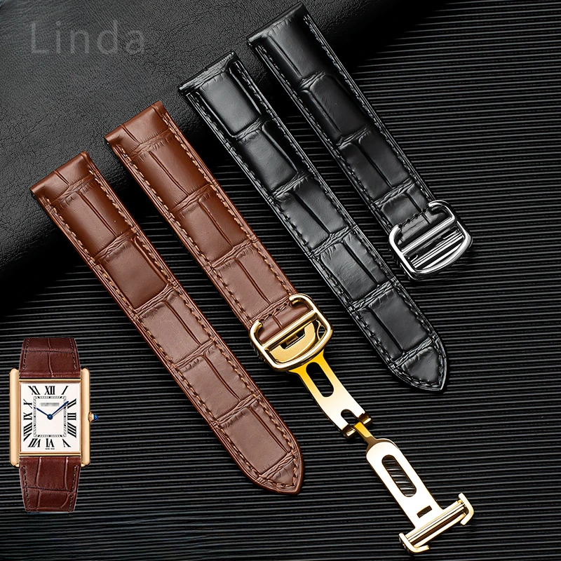 Ремешок мягкий воздухопроницаемый из натуральной кожи для мужчин и женщин, 20 22 23 25 мм