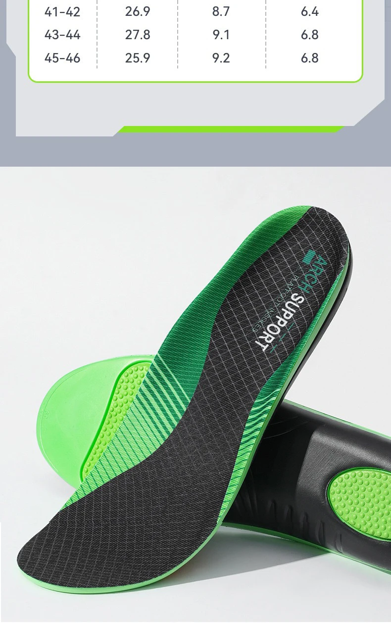 Schuhsohle mit Fußgewölbestütze, orthopädische Einlegesohlen für Plattfüße, für Männer und Frauen, Stoßdämpfung, bequeme Schuhsohle, für Laufsport, 1 Paar – Detail 13