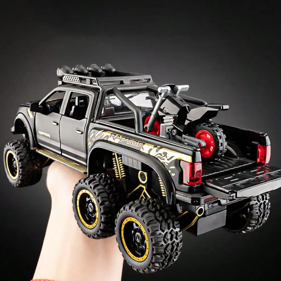 

Metal Die-Cast F150 Off-Road Vehicle Model, Simulated Rubber Tires with Shock Absorption. Collectible Car Toy Gift for Boys