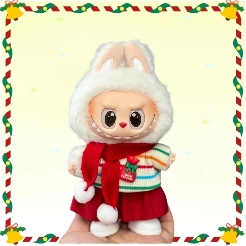 

Doll Clothes For 15-17CM Labubu Clothing Merry Christmas Hat Scarf Elk Snowman Set Mini Plush Doll Accessory New Year Dress Gift