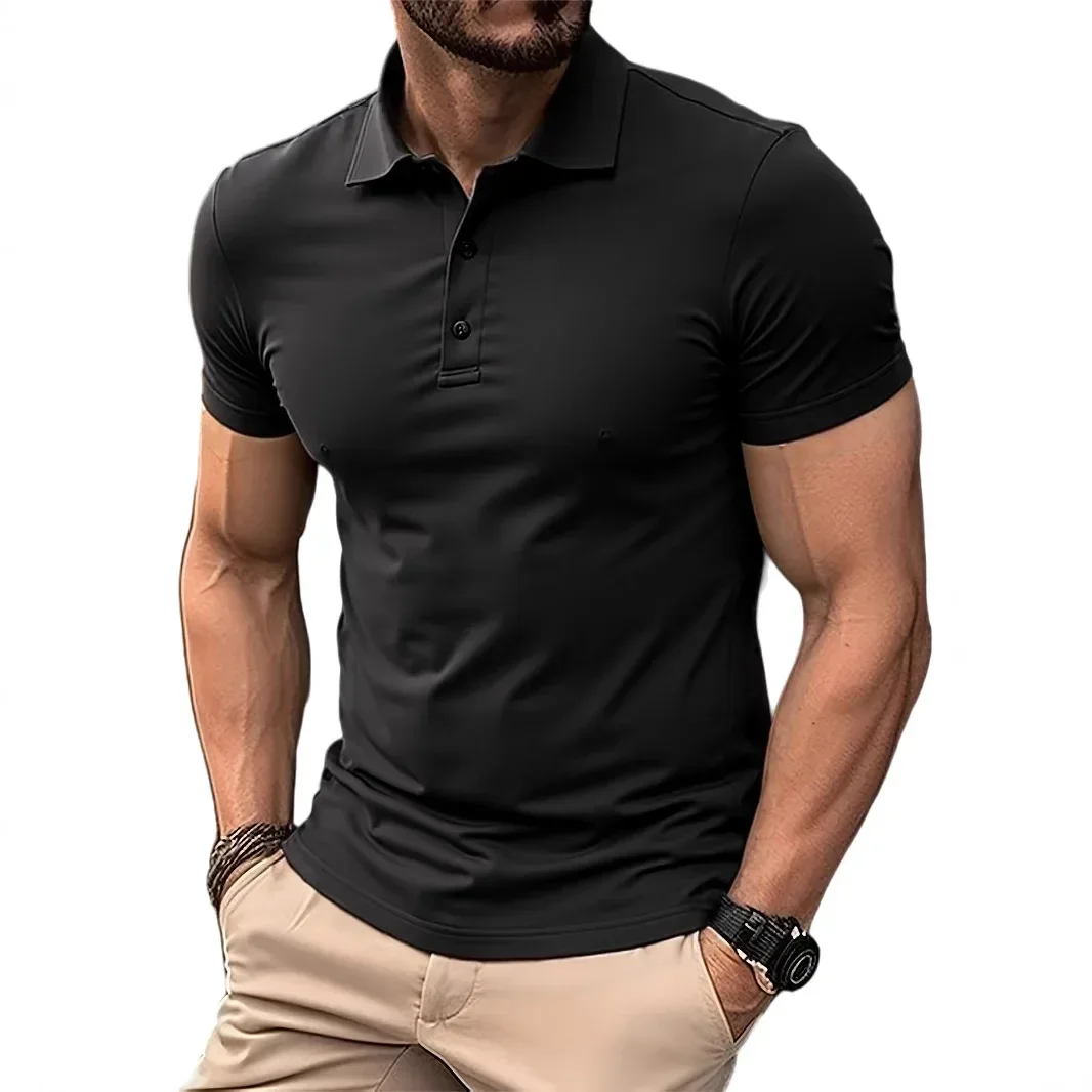 プラスサイズ メンズ ポロシャツ 1XL-7XL 夏用 アイスシルク 速乾 半袖Tシャツ 無地 ビジネスカジュアル ゆったりトップス