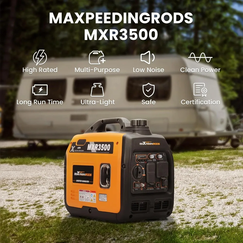 Gas-Powered 3500W Portable Inverter Generator, EPA-Approved, Compact & Lightweight for Home Power Backup