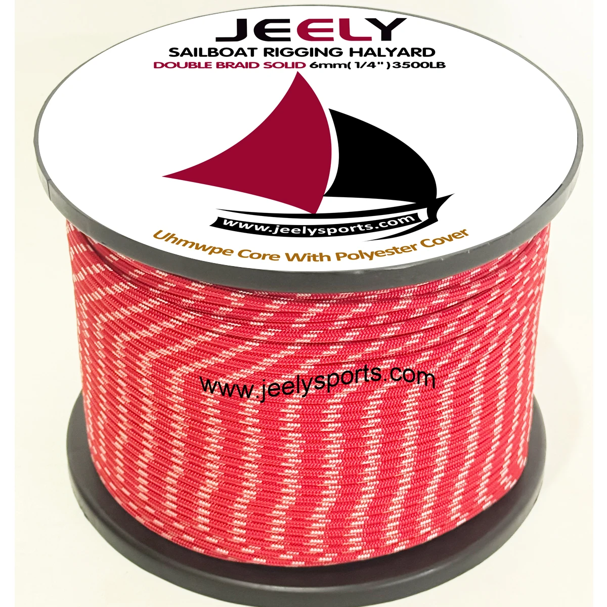 20m/roll 6MM 3500lb UHMWPE Core with Polyester Jacket  Sailboat Rope