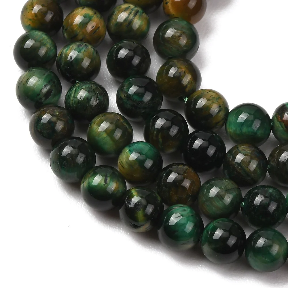 61pcs/strand Natural Green Tiger Eye Round Beads Strand 6mm Gemstone Loose Spacer Beads for DIY Bracelet Necklace Jewelry Making