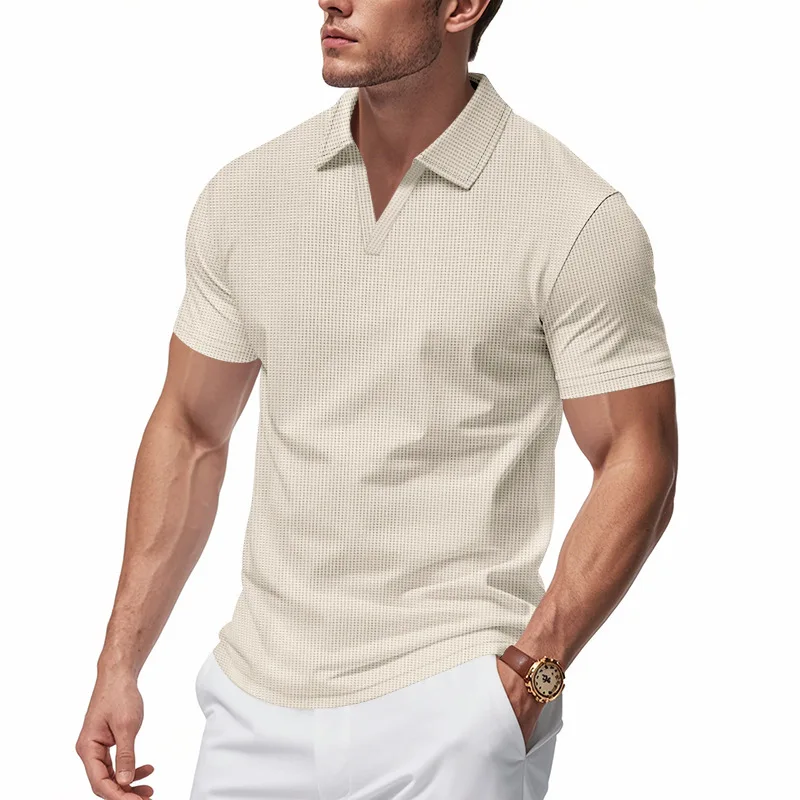 AIOPESON Men's Summer Breathable Polo Shirt Short Sleeve Solid Color Casual Polo Shirts for Men Lightweight Stretch Polo