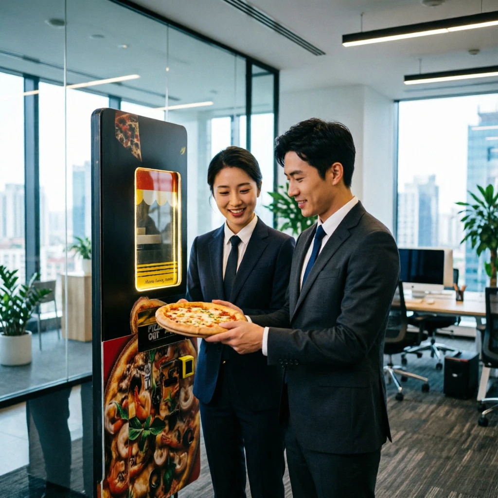 Coin Operated Pizza Vending Machine Auto Heating Control Anti-fog Window Tourist Attraction Commercial Vending Machine