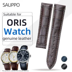 SAUPPO Watch Strap 20mm 21mm Suitable for Oris Artix Men Folding Buckle Top Leather Layer Watch Belt Genuine Leather Accessories