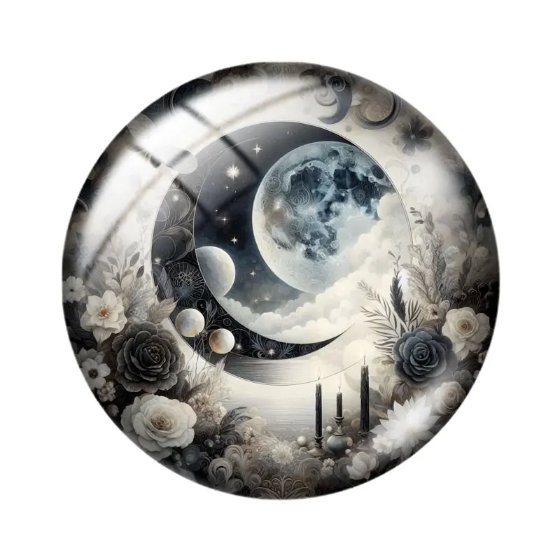 Ethereal Moon Clip  12mm/18mm/20mm/25mm glass cabochon  bracelet pendant rings for jewelry demo earrings back Making findings - view 2