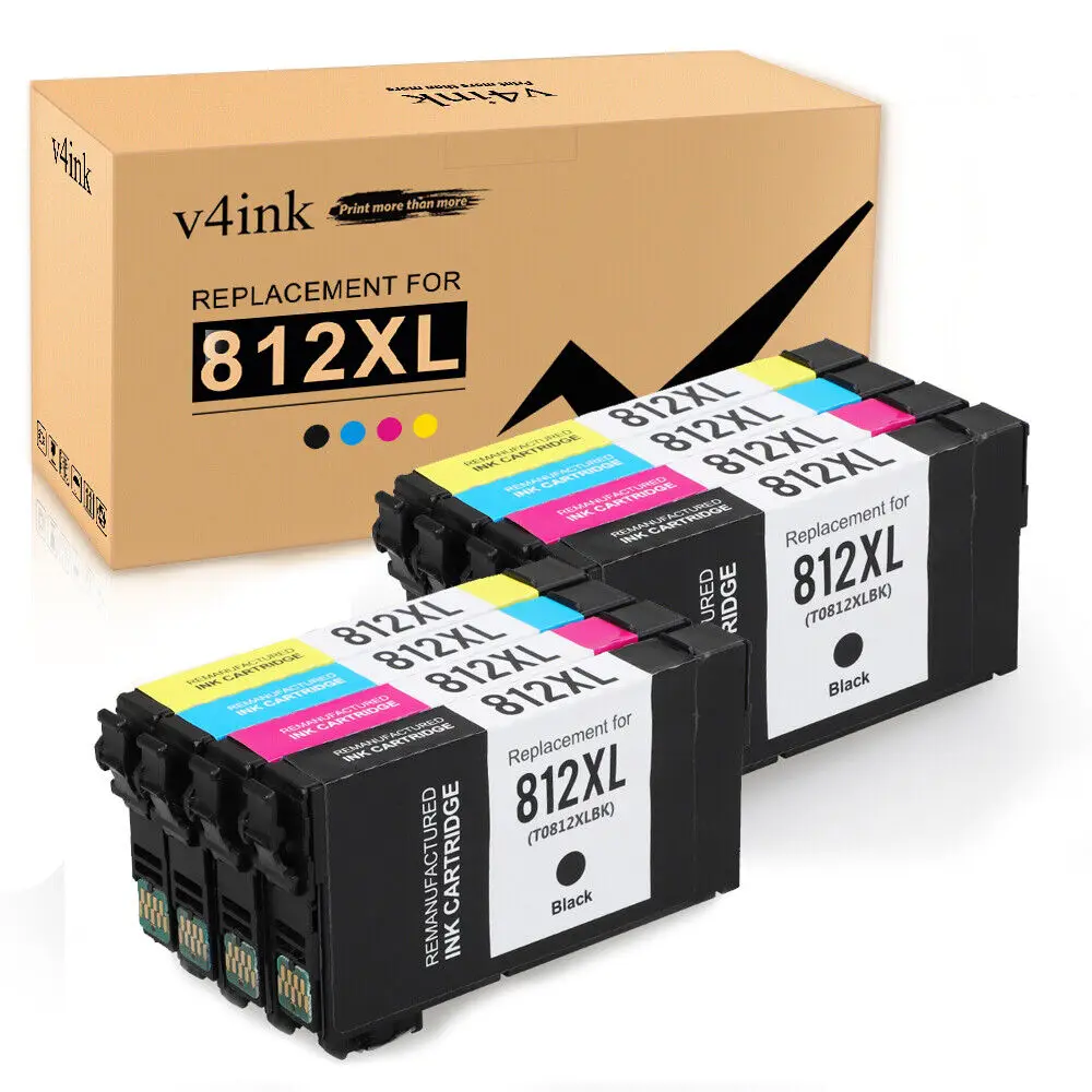 Encre V4INK T812XL 812 XL pour Epson, pour appareil d'impression WF-7820, 7840, EC-C7000