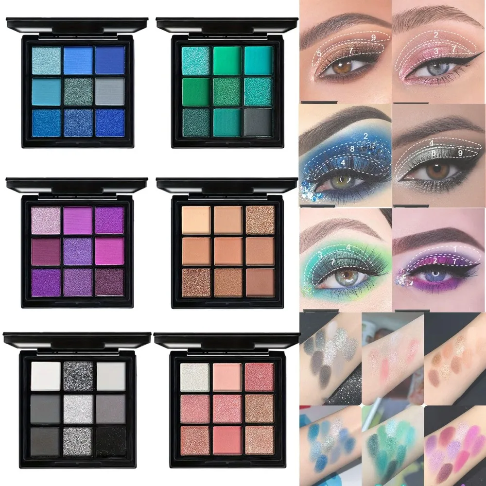 9-Grid Eyeshadow Set Light To Deep Glitter Deer Eyeshadow Palette Waterproof Long Lasting Eyeshadow Tray Eye Makeup