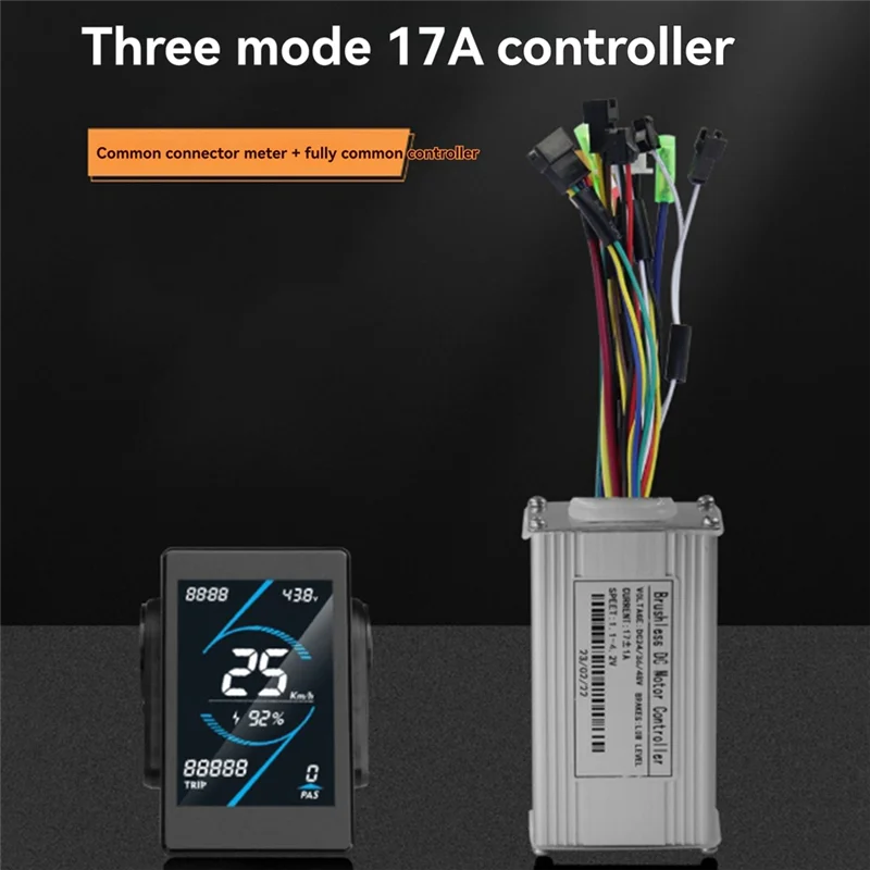 

AAAEL-36V 48V 17A Brushless Controller T5S Meter LCD Display+130X Throttle Kit For Electric Scooter E-Bike Repair Kit