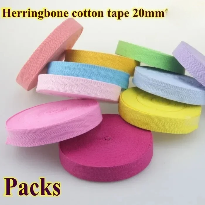 DIY Handmade 100% Cotton Tape Herringbone/ Twill Cotton Tape/ Size 2cm 20mm,15yds Solid Color in Red White Black