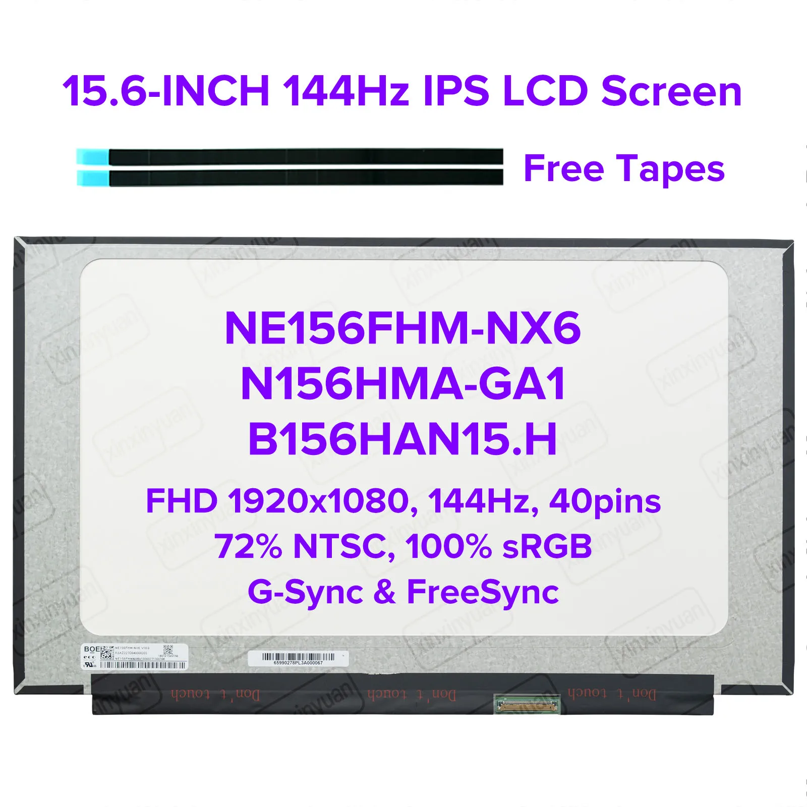 15.6-inch144Hz Laptop LCD Screen NE156FHM-NX6 N156HMA-GA1 B156HAN15.H for ASUS G513 FA506 FX507 72%NTSC FHD1920x1080 40pins eDP
