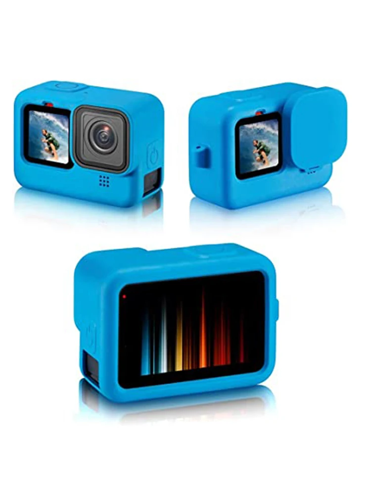 Hero 13/12/11/10/9 coque en silicone étui de protection anti-chute avec capuchon d'objectif de lanière pour GoPro 13 12 11 10 9 caméra d'action noire