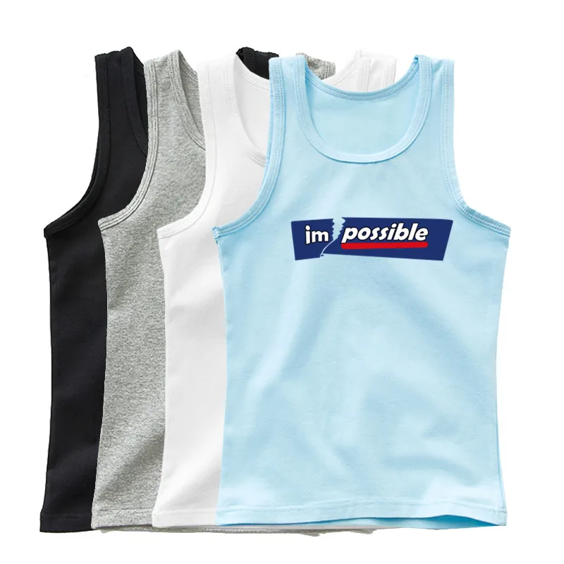 Boys Sleeveless Vest Kids Letter Printed Teenagers Singlet 2024 Summer Tops Children's Camisoles Clothing Casual Tank Top