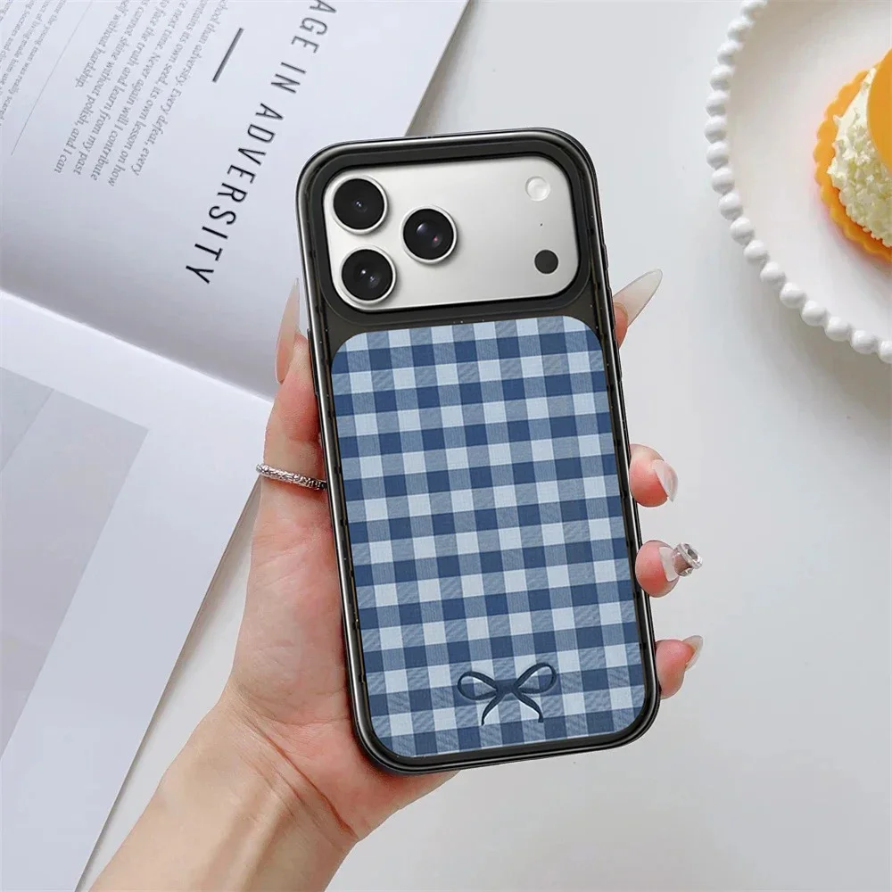 Simple Checkered Bow Impact Case - Mirror / Glaze Magnetic Cover: Compatible with IPhone 18 17 Pro Max 18Pro