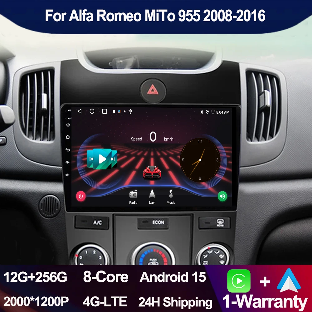 

Android 15 Car Radio Stereo For Alfa Romeo MiTo 955 2008-2016 Carplay GPS Auto Cireless Navigation Multimedia Video Player
