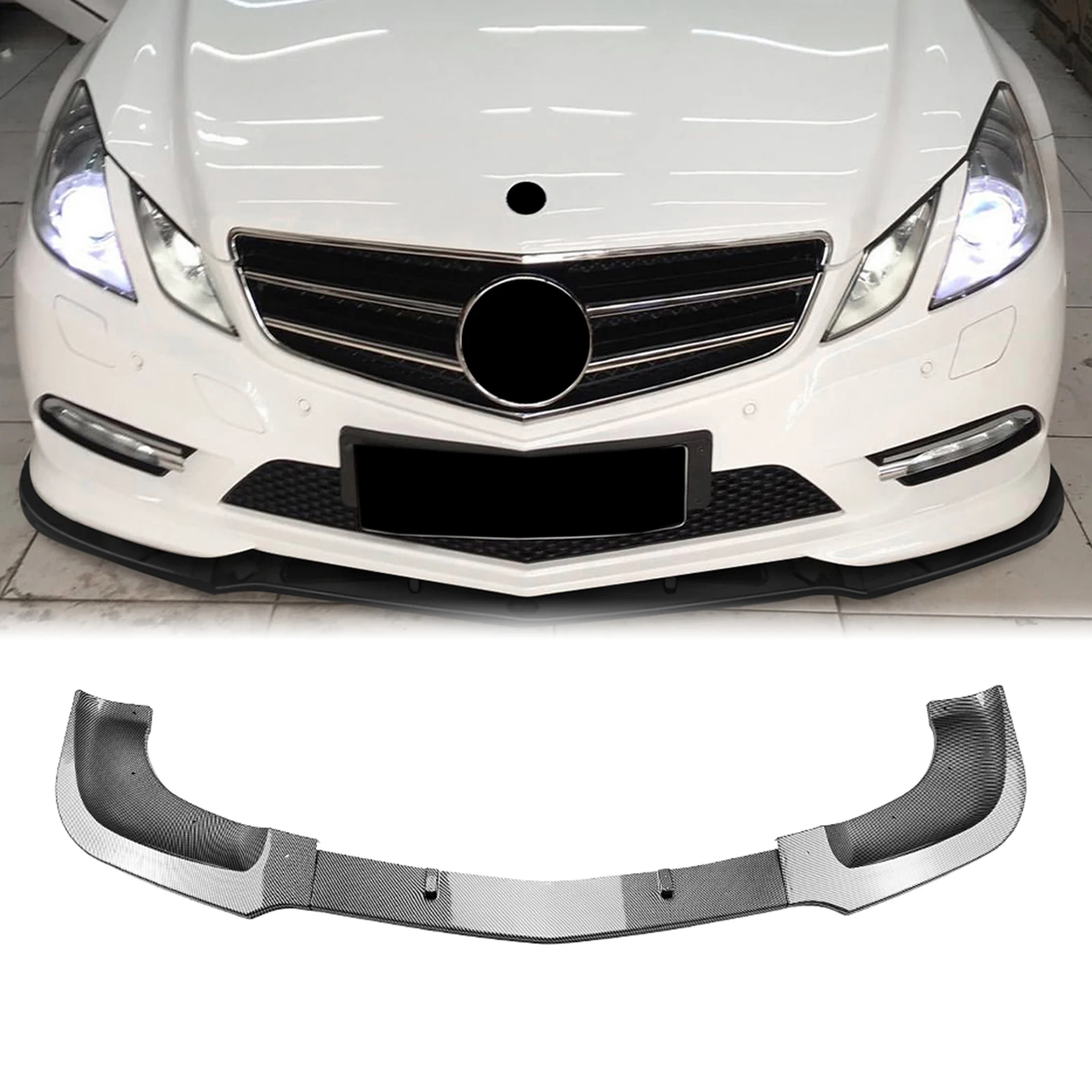 

Front Bumper Spoiler Lip For Mercedes Benz E Class W207 C207 Coupe 2009-12 AMG Line Gloss Black/Carbon Look Splitter Protector