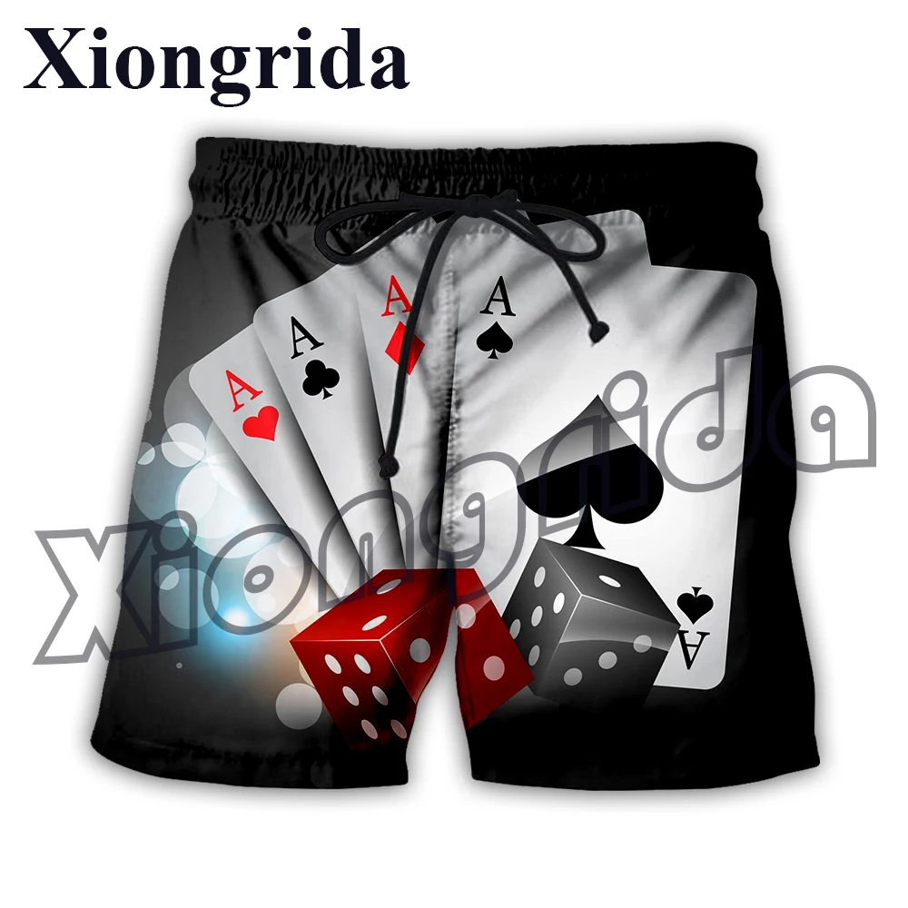 

Mens Poker Board Shorts Novelty High Waist Shorts 3D Print Trunks Casual Beach Shorts Swimming Summer Streetwear Dropshipping