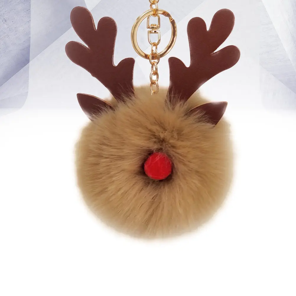 Llavero navideño con forma de alce, colgante suave al tacto para bolso, cartera, mochila, organizador de llaves, regalo para fiestas navideñas, color caqui