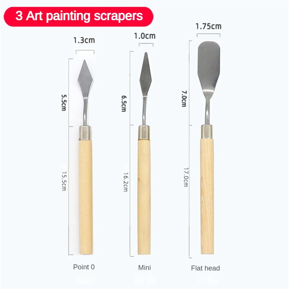Manico in legno spatola forniture per pittura A olio liscio e confortevole durevole con una sensazione confortevole non facile da arrugginire e deformare