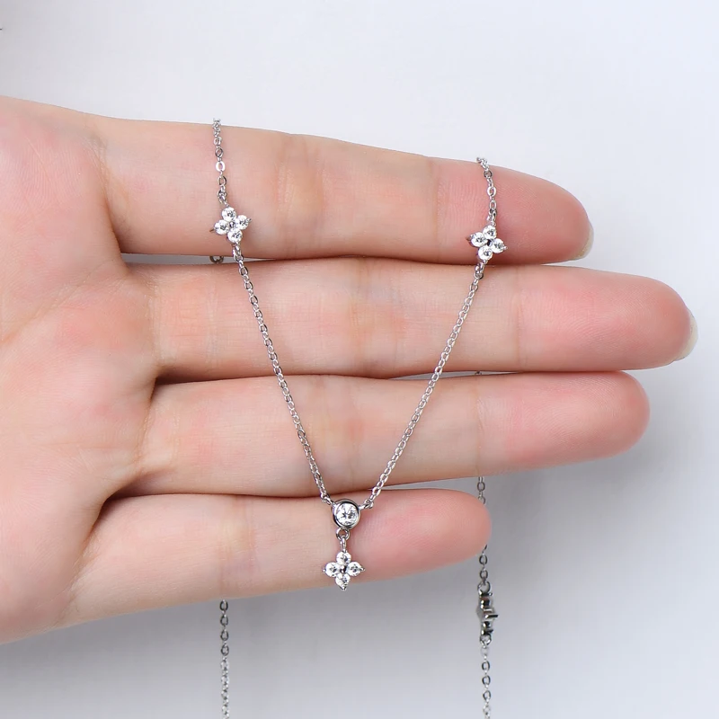 

OXTAO D VVS1 Moissanite Necklaces Ladies 925 Sterling Silver Luxury Fine Clavicle Chain Necklace Fine Jewelry Gift Wholesale