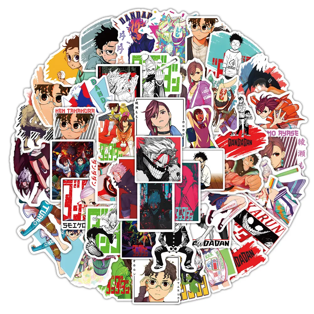 

53PCS Anime Dandadan Action Squad Stickers - Edgy Doodle Decals for Skateboards, Gaming Gear & Teen Gifts