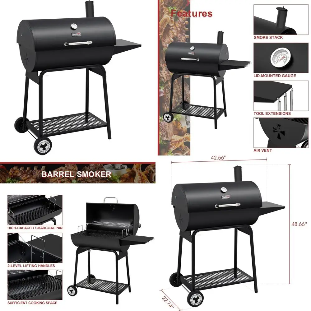 

30-дюймовый угольный гриль с квадратными дюймами 627 дюймов кухонной зоны и согревающей подставкой для барбекю на открытом воздухе