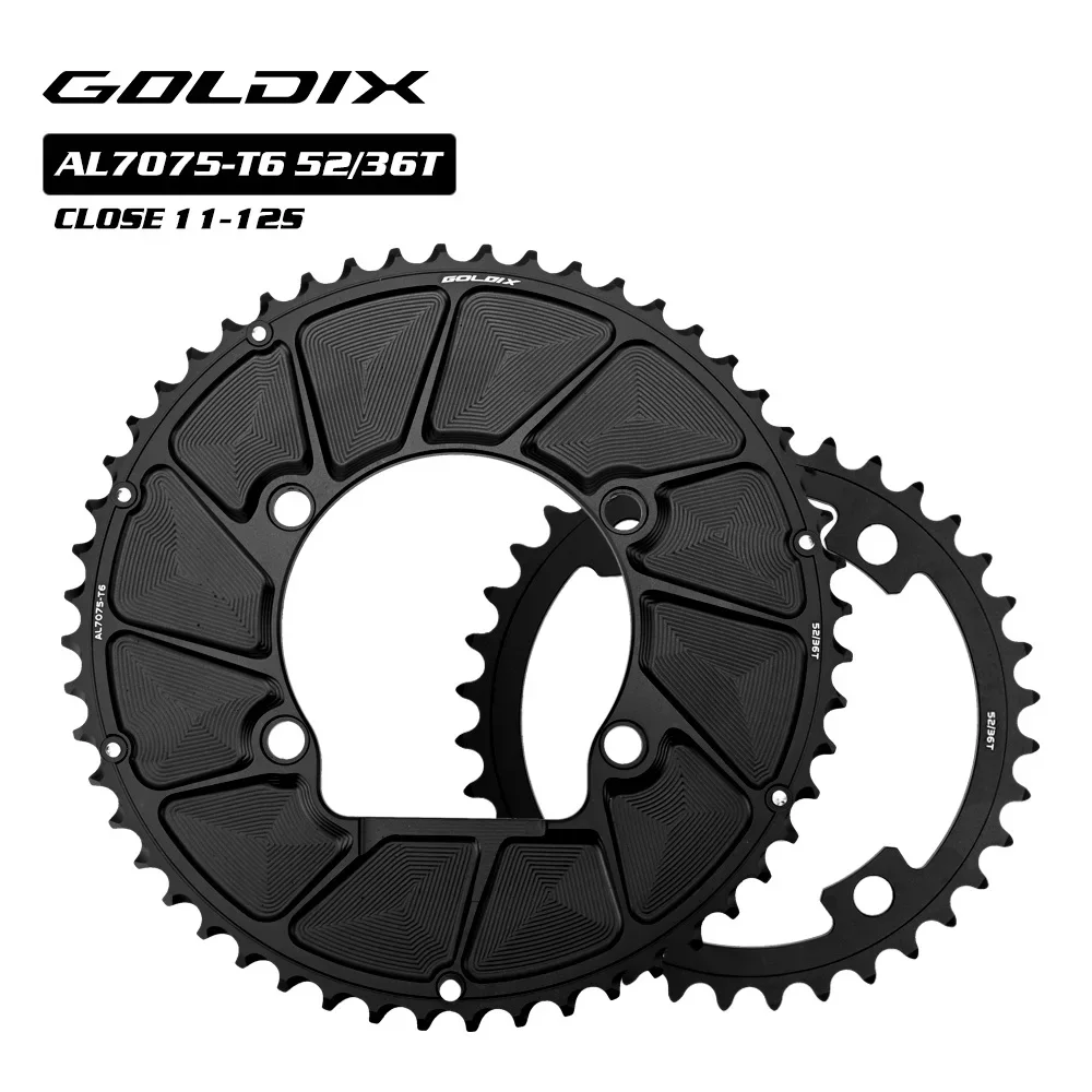 GOLDIX 110BCD 2X AERO Double Chainring 48/34T 50/34T 52/36T 53/39T for R9200 R8100 R7100 11S 12S 4-Bolt Road Bike Sprocket image 3